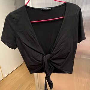 brandy melville black wrap top